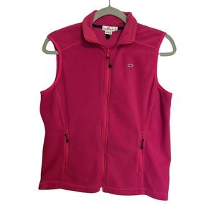 Vineyard Vines Fleece Vest Pink Zip Front Womens